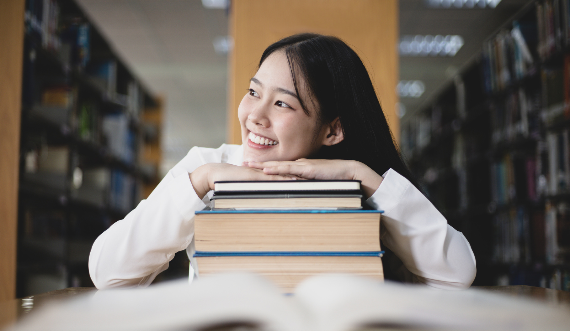 Girl at a Library
